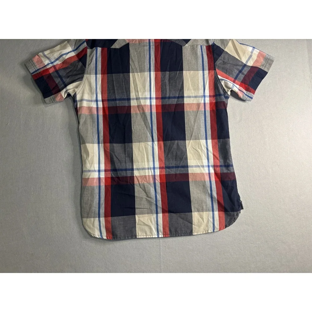 Levi's Western Pearl Snap Plaid Shirt Men's Medium Red/Navy